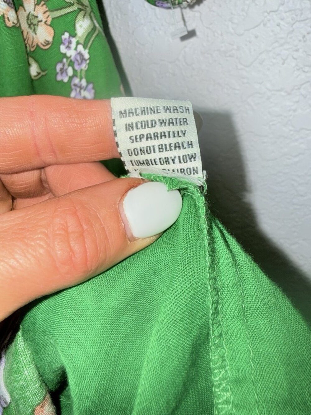 Sim & Sam Dress Linen Blend Floral Medium Babydoll Vacation Green Boho Summer I - Picture 11 of 13